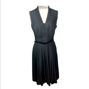 Jones New York Gray/Black Skater Dress With Belted Waist